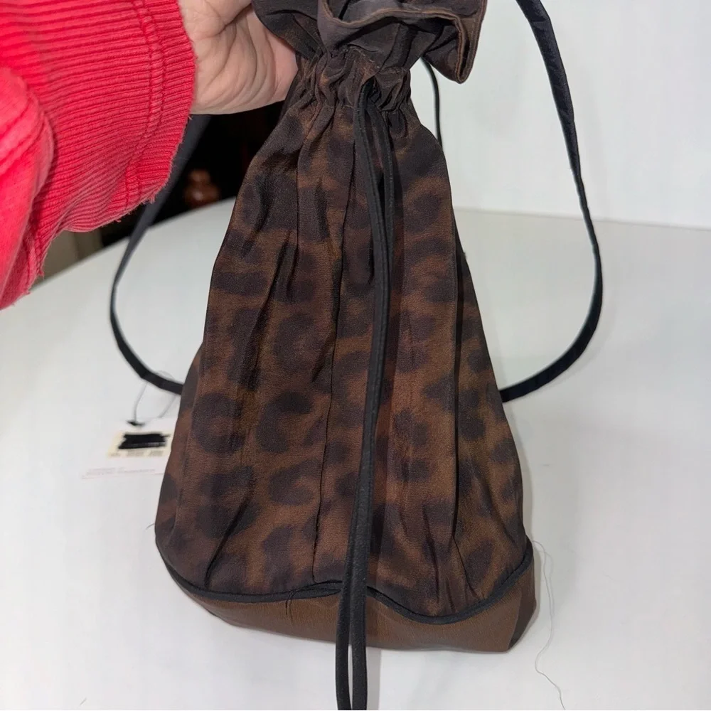 Mycra Pac Leopard Print Bucket Drawstring Handbag